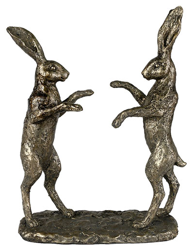 Cast Resin Dancing Hares